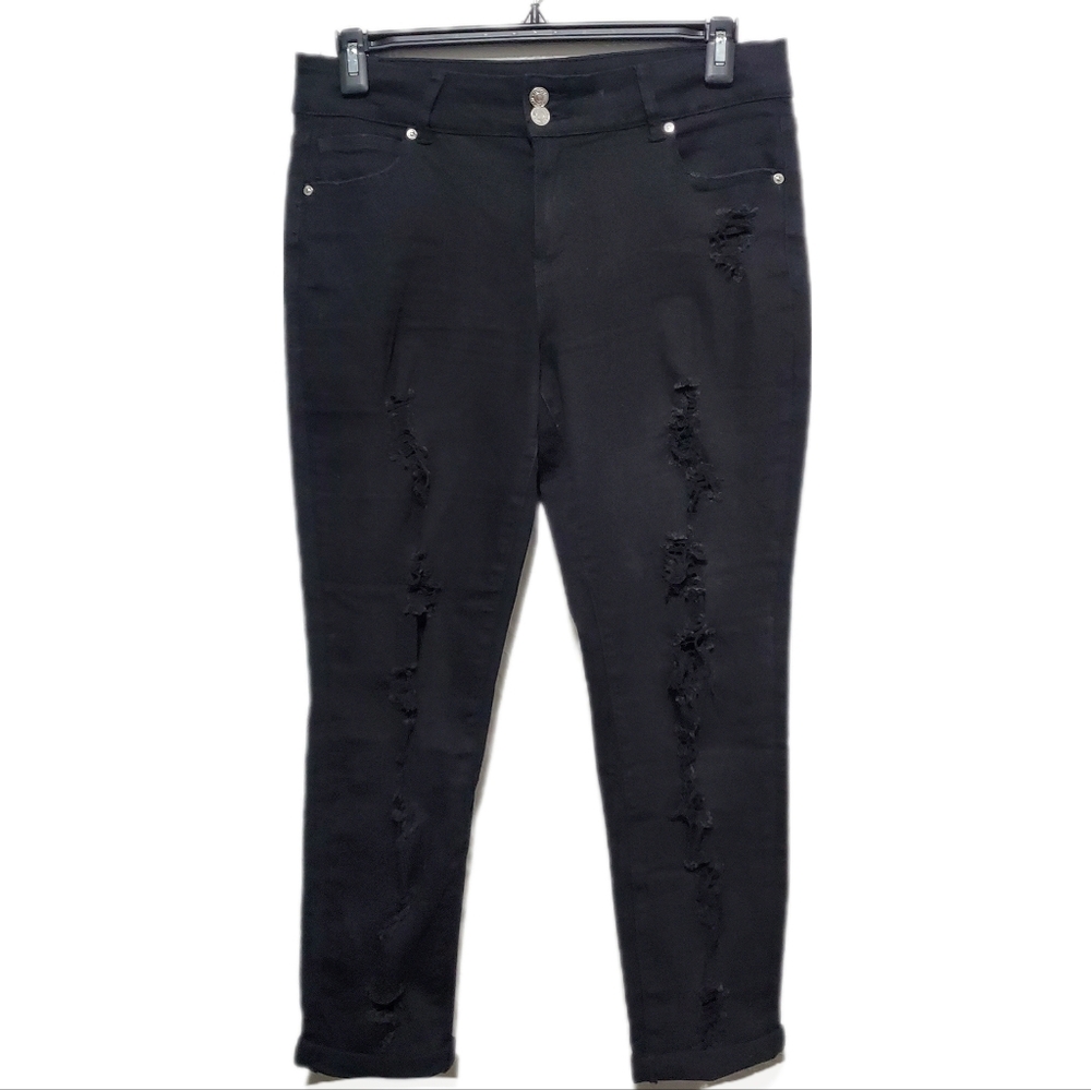 Almost Famous Black Distressed Jeans Size 13